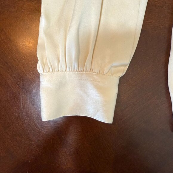 Vintage 70's 80's Jaeger 100% Silk Cream Blouse Double-breasted button - Picture 10 of 11